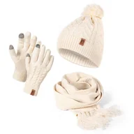 Czapki damskie - Damski Zestaw Zimowy Czapka Szal Rękawiczki Hz0008 Heyo - miniaturka - grafika 1