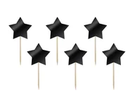 Gadżety na imprezę - Pikery gwiazdki czarne - 7 cm - 6 szt. - miniaturka - grafika 1