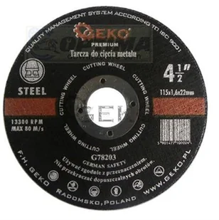 Geko Tarcza do cięcia metalu PREMIUM 115x1.6mm G78203 - Tarcze do pił - miniaturka - grafika 1