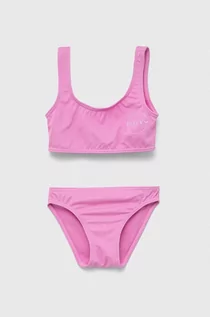 Stroje kąpielowe dla dziewczynek - Roxy dwuczęściowy strój kąpielowy dziecięcy kolor różowy - grafika 1