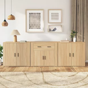 vidaXL Szafki, 3 szt., dąb sonoma, materiał drewnopochodny - Szafki nocne - miniaturka - grafika 1