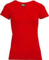 Koszulki i topy damskie - Promodoro 3086 Koszulka damska Slim Fit V-Neck - Kolor: Ognista czerwień - Rozmiar: XL - miniaturka - grafika 1