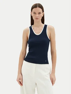 Tommy Hilfiger Top WW0WW44572 Granatowy Slim Fit - Koszulki i topy damskie - miniaturka - grafika 1