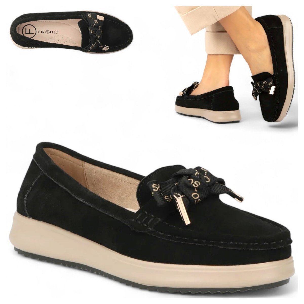 Mokasyny Półbuty SKÓRZANE Lordsy FILIPPO Wygodne Wsuwane Modne Czarne 37