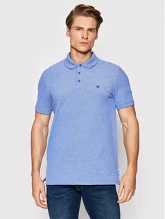Koszulki męskie - Wrangler Polo Refined W7H7KEXV2 Niebieski Regular Fit - grafika 1