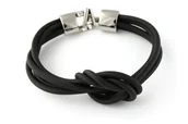 Bransoletki - Bransoletka Żeglarska Srebrno Czarna Gumowa - miniaturka - grafika 1