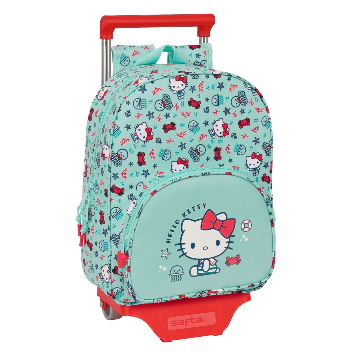 Plecak szkolny na kółkach Hello Kitty Sea lovers turkusowy 26 x 34 x 11 cm