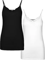 Koszulki i topy damskie - VERO MODA Damski top, Czarny/opakowanie: jasny biały, XS-Tall - miniaturka - grafika 1