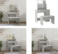 Toaletki - vidaXL Zestaw toaletek z LED z szarego drewna - Zestaw toaletek z LED - Zestawy toaletek z LED - Zestaw toaletek - Toaletka z lustrem - miniaturka - grafika 1