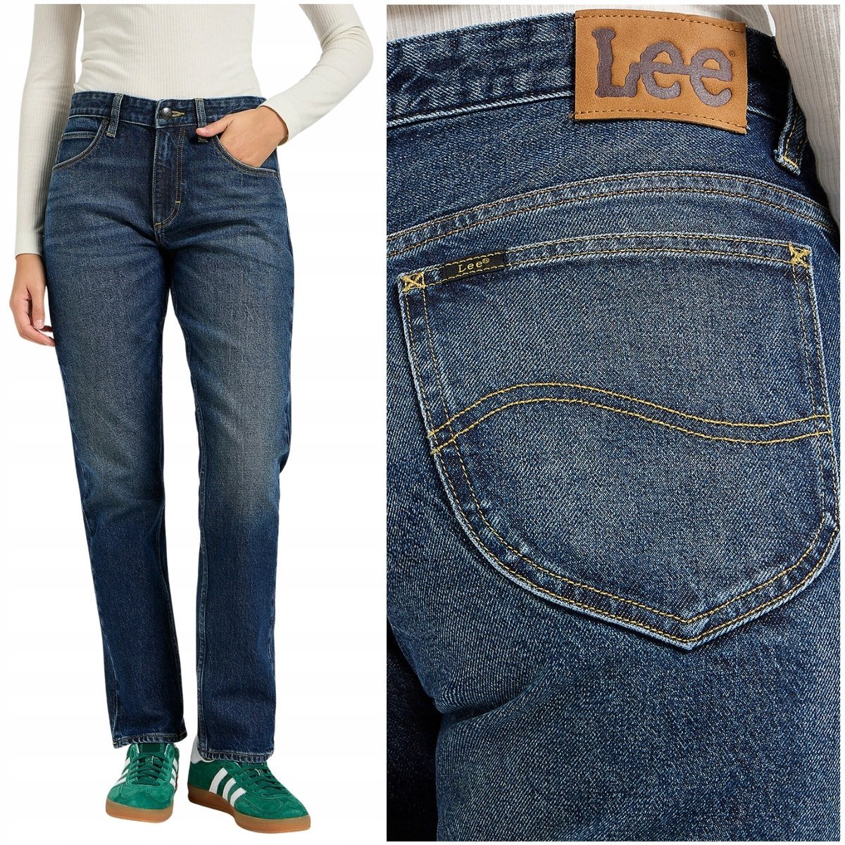 Lee Rider Jeans ciemne luźne zwężane damskie spodnie jeansowe W26 L31