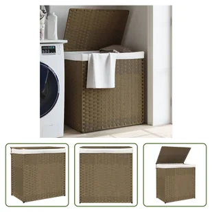 The Living Store Kosz na pranie z 2 przegrodami 53x35x57 cm z polirattanu - Kosze na bieliznę The Living Store Kosz na pranie z 2 przegrodami 53x35x57 cm z polirattanu - Kosze na bieliznę - miniaturka - grafika 1