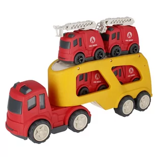 Auto ciężarowe Laweta + 4 wozy strażackie Cartoon Bioplastik 18m+ MEGA CREATIVE Uniwersalny - Samochody i pojazdy dla dzieci - miniaturka - grafika 1