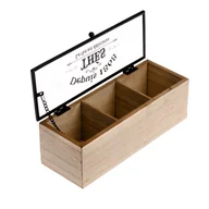 Pojemniki kuchenne - Pojemnik drewniany na herbatę ekspresową z 3 przegródkami Dakls, 22,5x8 cm - miniaturka - grafika 1