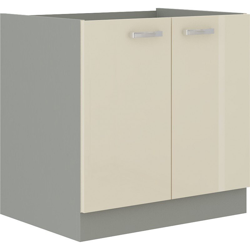 Szafka pod zlewozmywak ULLERIKE – szerokość 80 cm, kremowa/szara
