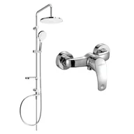 Baterie umywalkowe - Mexen Erik zestaw prysznicowy natynkowy z deszczownicą i baterią prysznicową Fabia, chrom - miniaturka - grafika 1