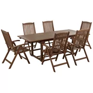 Meble ogrodowe - Zestaw ogrodowy drewno akacjowe stół i 6 krzeseł ciemne AMANTEA - miniaturka - grafika 1