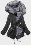 Kurtki damskie - ZIMOWA PARKA DAMSKA Z PODPINKĄ KHAKI-SZARA (B533-11070) - S'WEST - miniaturka - grafika 1