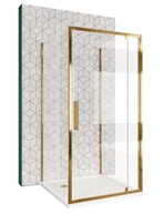 Kabiny prysznicowe - Złota kabina prysznicowa przyścienna drzwi uchylne 100x80 Rapid Swing Rea - miniaturka - grafika 1