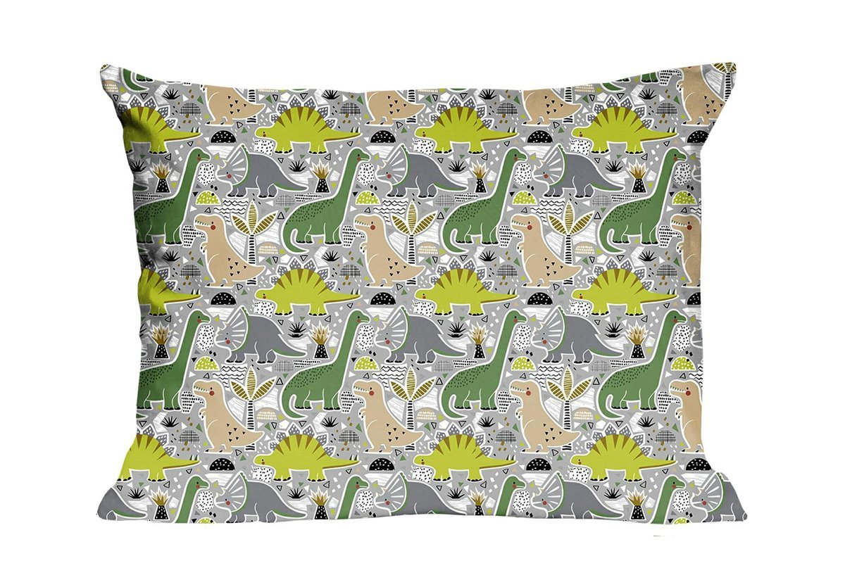 Poszewka bawełniana 40x40 dinozaury zielona Kids