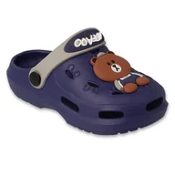 Buty dla dziewczynek - Befado klapki dziecięce granatowe 159P112 Misie niebieskie - miniaturka - grafika 1