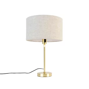 QAZQA Lampa stołowa złota regulowana z kloszem jasnoszarym 35 cm - Parte - Lampy stojące - miniaturka - grafika 1
