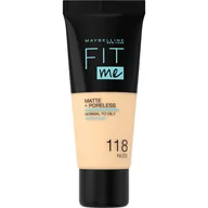 Podkłady do twarzy - Maybelline Fit Me Foundation matujący podkład do twarzy 118 Nude 30ml - miniaturka - grafika 1