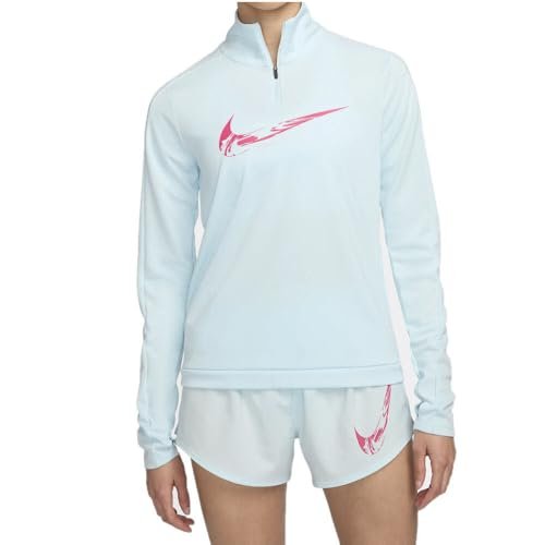 Nike Damska koszulka z długim rękawem Swoosh Dri-Fit 1/4-Zip Lauf Mid Layer Glacier Blue/Aster Pink, XL