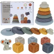Zabawki sensoryczne - Klocki Sensoryczne Gumowe Miękkie Koala Wieża Montessori Piramida Gryzaki - miniaturka - grafika 1