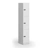 Szafki biurowe - Szafka ubraniowa ze schowkami, 3 schowki, 1850 x 300 x 500 mm, zamek mechaniczny z kodem, drzwi laminowane, biała - miniaturka - grafika 1
