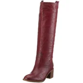 Kozaki damskie - Buffalo 408-12708 brushed pig skin, damskie kozaki, czerwony - czerwony Wine19-42 EU - miniaturka - grafika 1