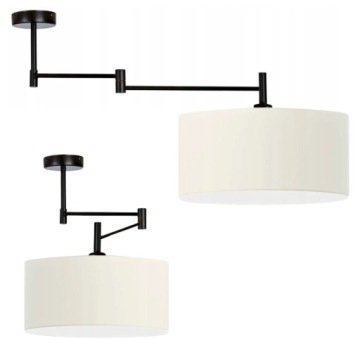 Lampa wisząca regulowana sufitowa żyrandol Led E27 przegubowa abażur ecru
