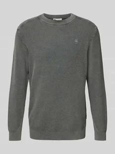 Sweter z dzianiny z wyhaftowanym logo - Swetry męskie - miniaturka - grafika 1