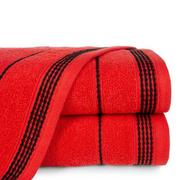 Ręczniki - Ręcznik bawełniany 50x90 MIRA czerwony zdobiony bordiurą w pasy - miniaturka - grafika 1
