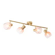 Lampy sufitowe - QAZQA Art Deco punktowe złoto z różowym szkłem 4-light - Vidro - miniaturka - grafika 1