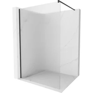 Mexen Kioto ścianka prysznicowa 90 x 200 cm, prążki 8 mm, czarna - Ścianki i drzwi prysznicowe - miniaturka - grafika 1