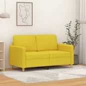 Sofy i kanapy - vidaXL Sofa 2-osobowa, jasnożółta, 120 cm, tapicerowana tkaniną - miniaturka - grafika 1