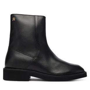 Botki Tommy Hilfiger Th Square Toe Leather Bootie FW0FW09046 Czarny - Botki damskie - miniaturka - grafika 1