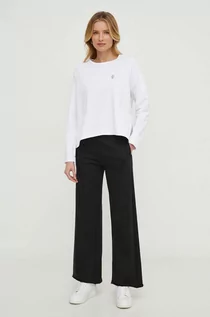 Spodnie damskie - Sisley spodnie dresowe bawełniane kolor czarny gładkie - grafika 1