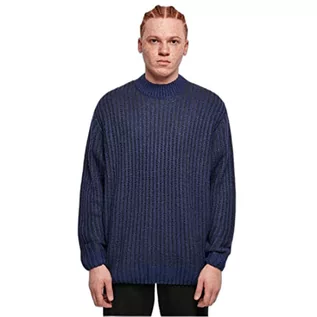 Bluzy męskie - Urban Classics Męska bluza oversized Two Tone Sweater ciemnoniebieski/granatowy (Midnightnavy) XXL, ciemnoniebieski/granatowy, XXL - grafika 1