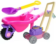 Zabawki do piasku - Wader Polesie Łopatka + taczka Hemar 74 cm + RÓŻOWA kosiarka z terkotką - miniaturka - grafika 1