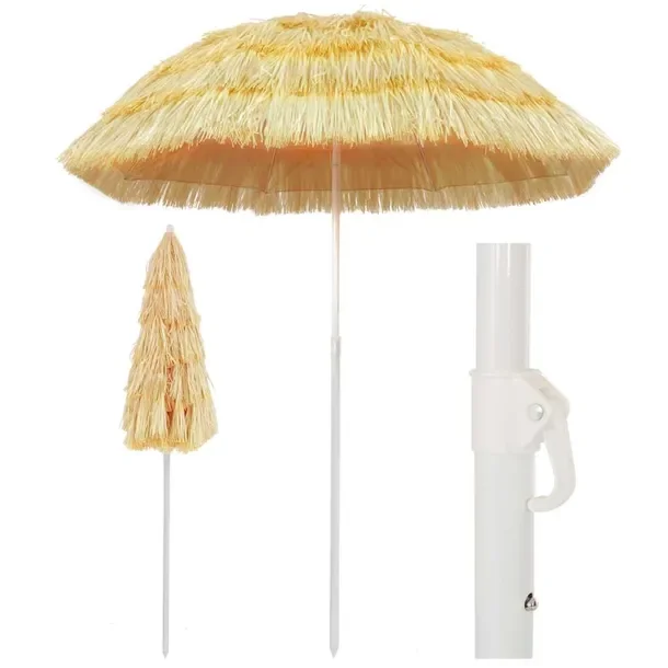 Hawajski parasol ogrodowy 160 cm, naturalny, obracająca się czasza