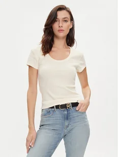 Tommy Hilfiger T-Shirt WW0WW41776 Beżowy Slim Fit - Koszulki i topy damskie - miniaturka - grafika 1
