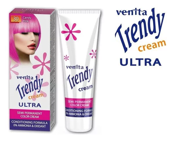 Venita Trendy Cream Ultra, krem do koloryzacji włosów 30 Słodki Róż, 75 ml