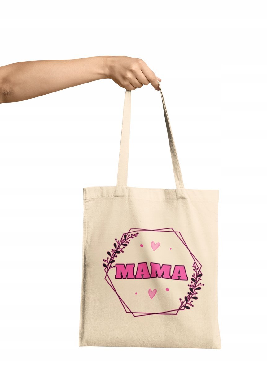 TORBA SHOPPER MATERIAŁOWA NA RAMIĘ PREZENT DLA MAMY NA DZIEŃ MAMY DAR