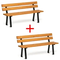 Ławki ogrodowe - Ławka na zewnątrz WOODY z oparciem 1+1 GRATIS, 1500 mm, limba - miniaturka - grafika 1