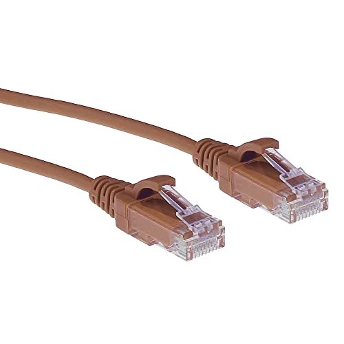 ACT Kabel sieciowy CAT6, U/UTP LSZH LAN cienki kabel 3,8 mm Slimline, elastyczny kabel Ethernet z wtyczką RJ45, do stosowania w centrach danych, 10 m, brązowy – DC9210