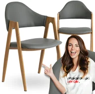 Krzesła - Krzesło Tapicerowane Kuchenne Do Jadalni Salonu Szare WILLY Dąb Złoty Loft - miniaturka - grafika 1