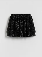 Spodenki damskie - Reserved - Spódnico-szorty z cekinami - czarny - miniaturka - grafika 1
