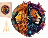 Puzzle - PUZZLE DREWNIANE DUŻE 300 ELEMENTÓW YING YANG LWY W DREWNIANYM PUDEŁKU - miniaturka - grafika 1