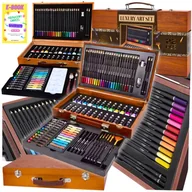 Przybory szkolne - ZESTAW DO MALOWANIA ARTYSTYCZNY DLA DZIECI W WALIZCE Farby Pędzle Kredki Pastele XXXXL + EBOOK - miniaturka - grafika 1